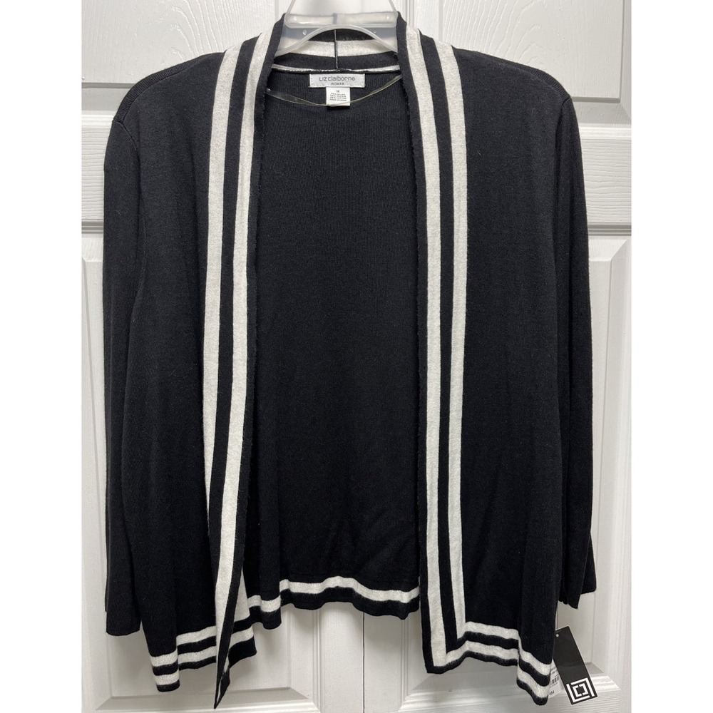 liz claiborne sweater New With Tags, Size Plus 1X Black With Cream Trim New